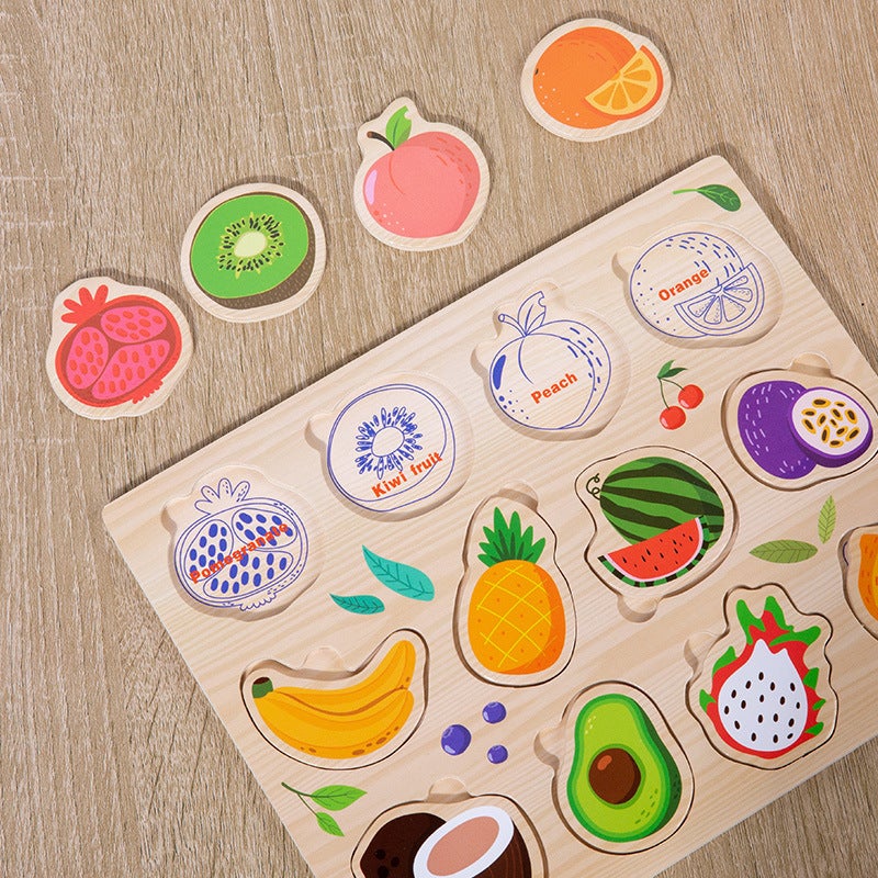 Wooden Children'S Early Education Interesting Enlightenment Cognition Matching Jigsaw Puzzle Exercise Hand-Eye Coordination Educational Toys - Image 5